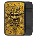 Gold Samurai Mask Print Car Center Console Cover