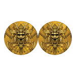 Gold Samurai Mask Print Car Coasters