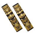 Gold Samurai Mask Print Car Seat Belt Covers