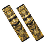 Gold Samurai Mask Print Car Seat Belt Covers