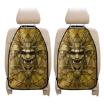 Gold Samurai Mask Print Car Seat Organizers
