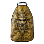 Gold Samurai Mask Print Car Seat Organizers
