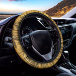 Gold Samurai Mask Print Car Steering Wheel Cover