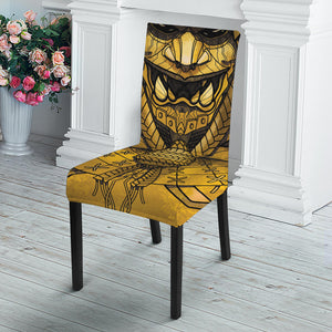 Gold Samurai Mask Print Dining Chair Slipcover