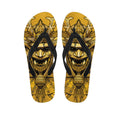 Gold Samurai Mask Print Flip Flops