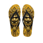 Gold Samurai Mask Print Flip Flops