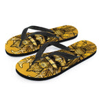 Gold Samurai Mask Print Flip Flops