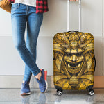 Gold Samurai Mask Print Luggage Cover