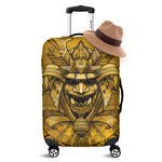 Gold Samurai Mask Print Luggage Cover