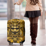 Gold Samurai Mask Print Luggage Cover