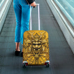 Gold Samurai Mask Print Luggage Cover