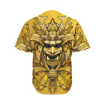 Gold Samurai Mask Print Men's Baseball Jersey