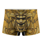 Gold Samurai Mask Print Men's Boxer Briefs