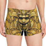 Gold Samurai Mask Print Men's Boxer Briefs