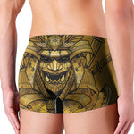 Gold Samurai Mask Print Men's Boxer Briefs