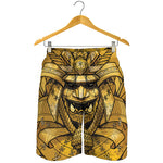 Gold Samurai Mask Print Men's Shorts