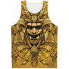 Gold Samurai Mask Print Men's Tank Top