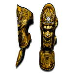 Gold Samurai Mask Print Muay Thai Shin Guard