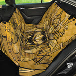Gold Samurai Mask Print Pet Car Back Seat Cover