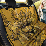 Gold Samurai Mask Print Pet Car Back Seat Cover