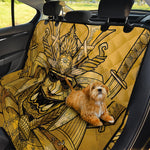 Gold Samurai Mask Print Pet Car Back Seat Cover