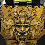 Gold Samurai Mask Print Pet Car Back Seat Cover