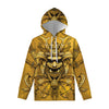 Gold Samurai Mask Print Pullover Hoodie
