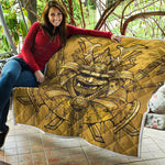 Gold Samurai Mask Print Quilt