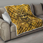Gold Samurai Mask Print Quilt