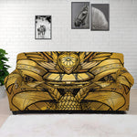 Gold Samurai Mask Print Sofa Cover
