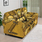 Gold Samurai Mask Print Sofa Cover