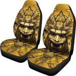 Gold Samurai Mask Print Universal Fit Car Seat Covers