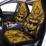 Gold Samurai Mask Print Universal Fit Car Seat Covers