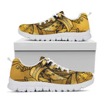 Gold Samurai Mask Print White Sneakers