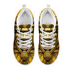 Gold Samurai Mask Print White Sneakers