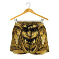 Gold Samurai Mask Print Women's Shorts
