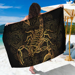 Gold Scorpio Print Beach Sarong Wrap