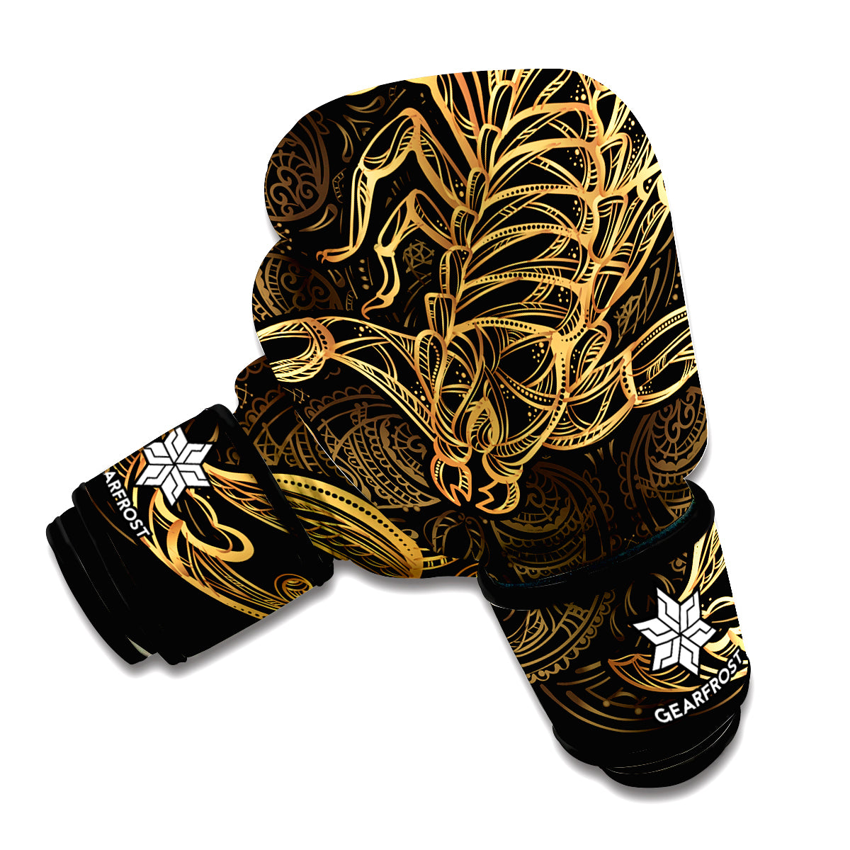 Gold Scorpio Print Boxing Gloves