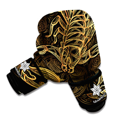 Gold Scorpio Print Boxing Gloves