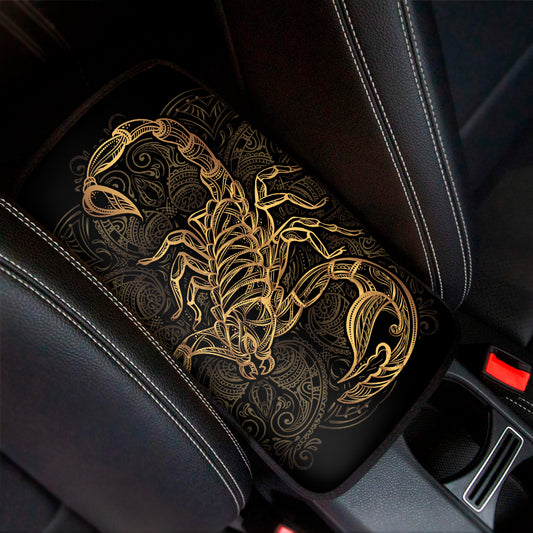 Gold Scorpio Print Car Center Console Cover