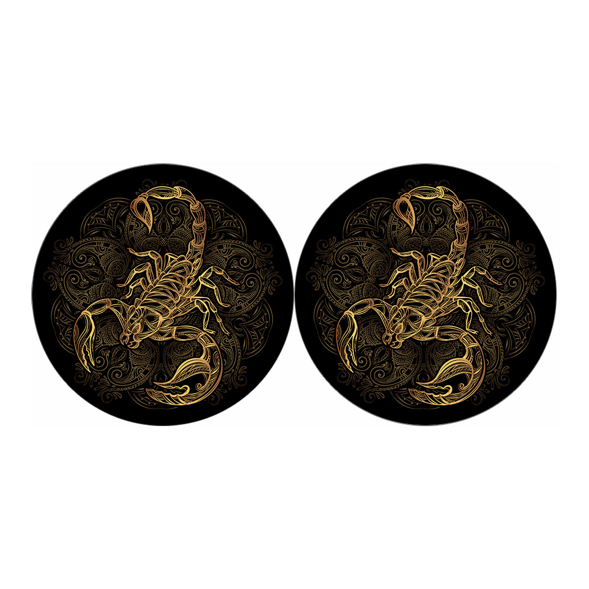 Gold Scorpio Print Car Coasters