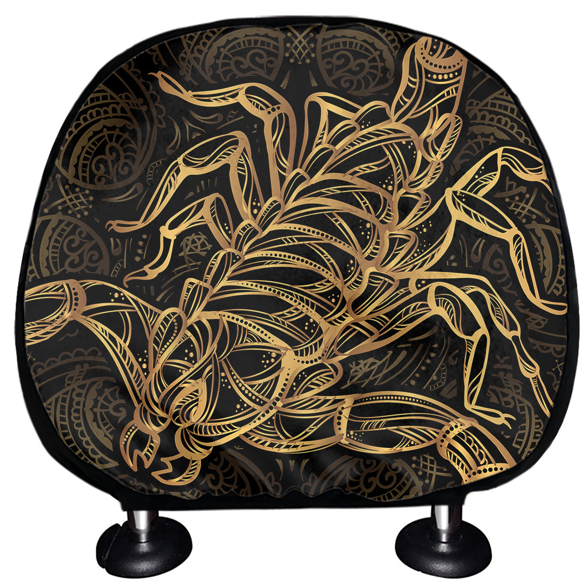 Gold Scorpio Print Car Headrest Covers