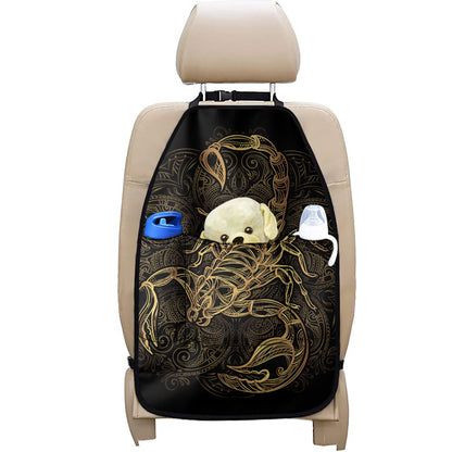 Gold Scorpio Print Car Seat Organizers