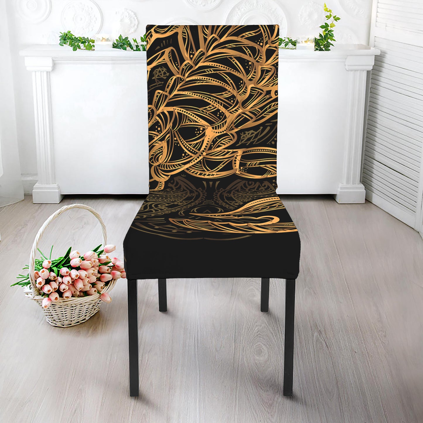 Gold Scorpio Print Dining Chair Slipcover