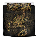 Gold Scorpio Print Duvet Cover Bedding Set