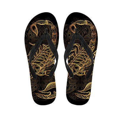 Gold Scorpio Print Flip Flops