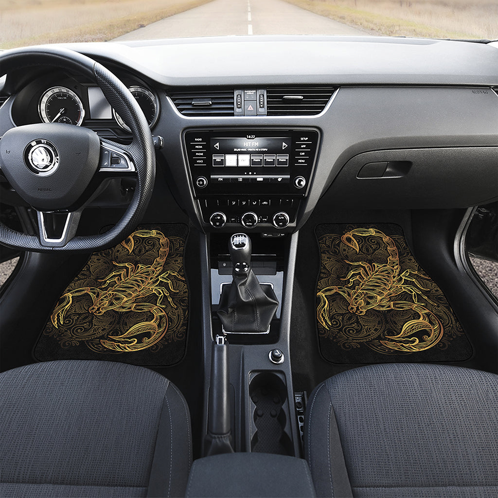 Gold Scorpio Print Front and Back Car Floor Mats