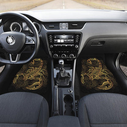 Gold Scorpio Print Front and Back Car Floor Mats