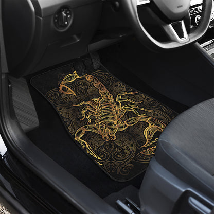 Gold Scorpio Print Front and Back Car Floor Mats