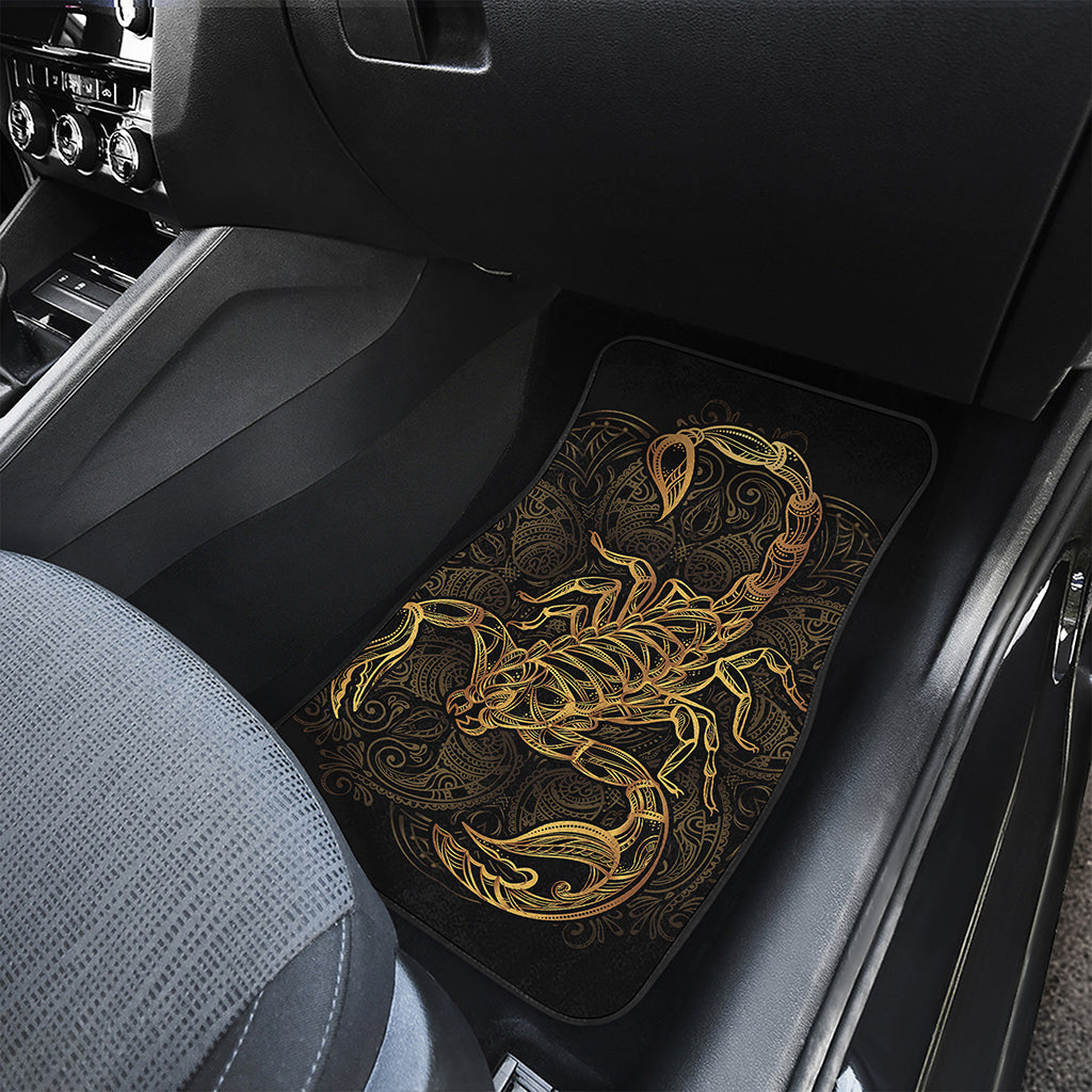 Gold Scorpio Print Front and Back Car Floor Mats